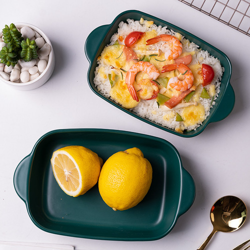 Source manufacturer wholesale Nordic underglaze color household creative baking double-eared rice bowl baking pan foreign trade cross-border