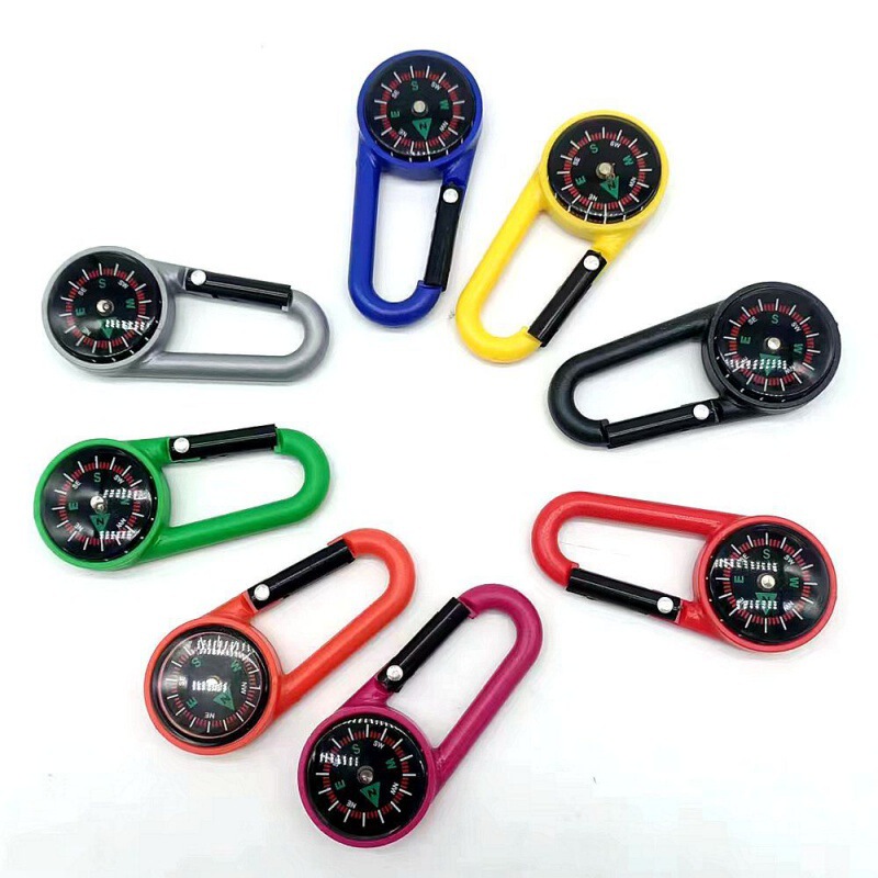 Outdoor Compass Self-Produced and Sold, Climbing Carabiner, Abs Compass, Multi-Functional Backpack Clip, Quick-Release Camping Tool