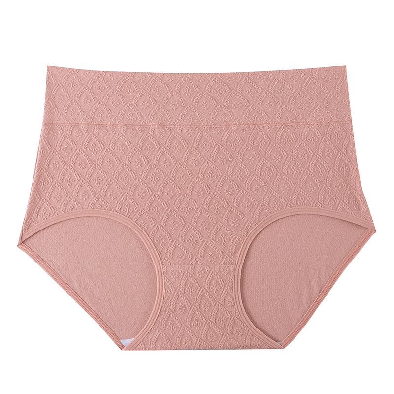 Gran tamaño cintura alta algodón en relieve jacquard cómodo sin costuras bolsa tridimensional cadera mediana y anciana cintura alta vientre entrepierna de algodón