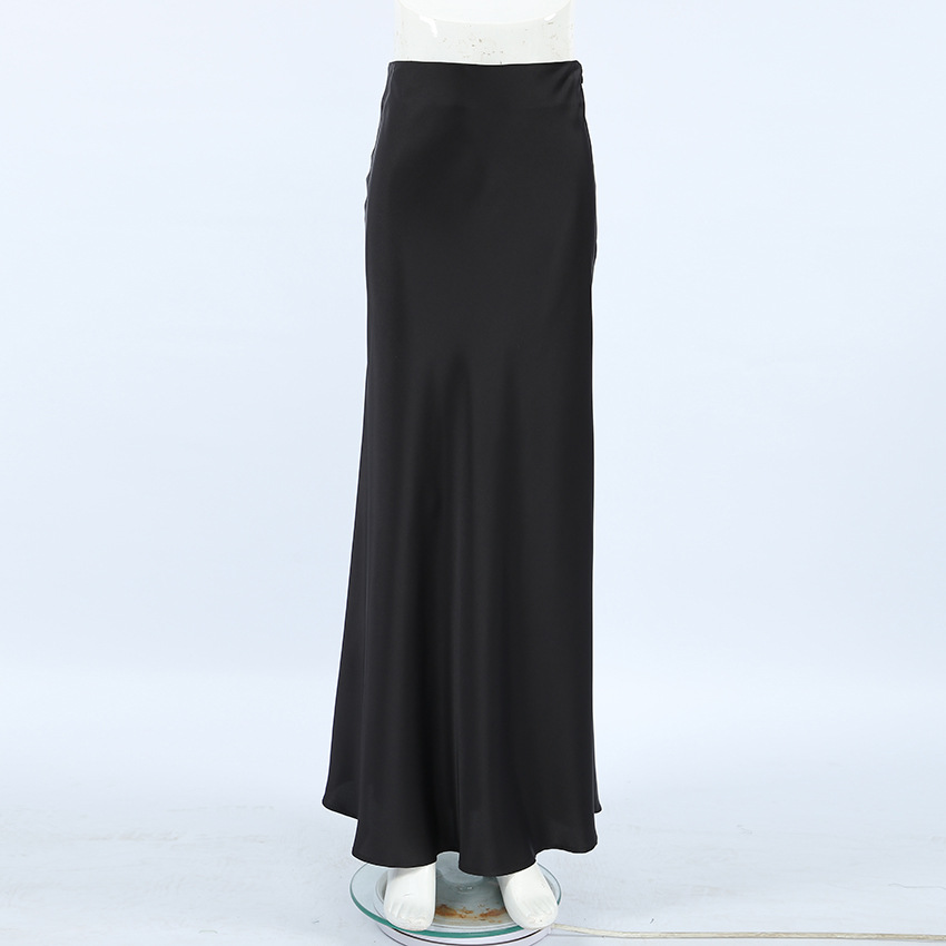 Women's Clothing 2024 acetate satin skirt female autumn new style drape slim A line long skirt high end women's clothing_voghion.com