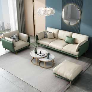 Simple Sofa Living Room Small Apartment Technology Cloth Double Straight Row Three-Seat Simple Fabric Sofa Rental House Furniture