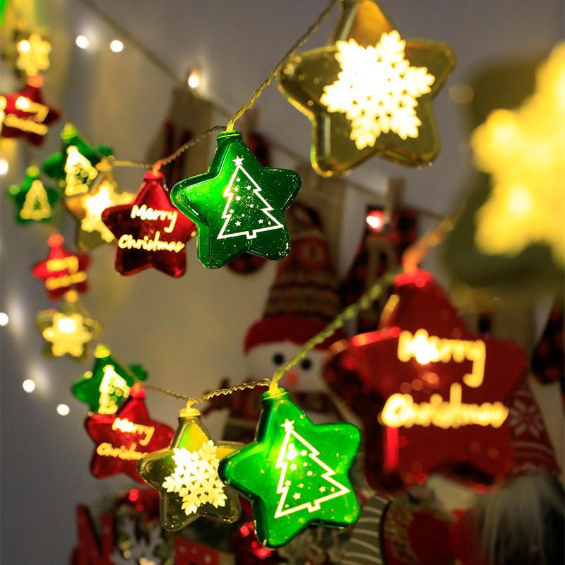 Estrellas plateadas navideñas - luz cálida