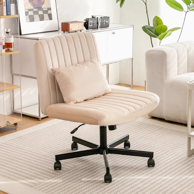 베이지 [벨벳] - 허리 받침대가 있는 검정색 도르래 발