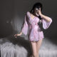 New Printed Japanese Kimono Sexy Uniform Tulle Perspective Sexy Pajamas Hot Pure Three-Point Sexy Pajamas