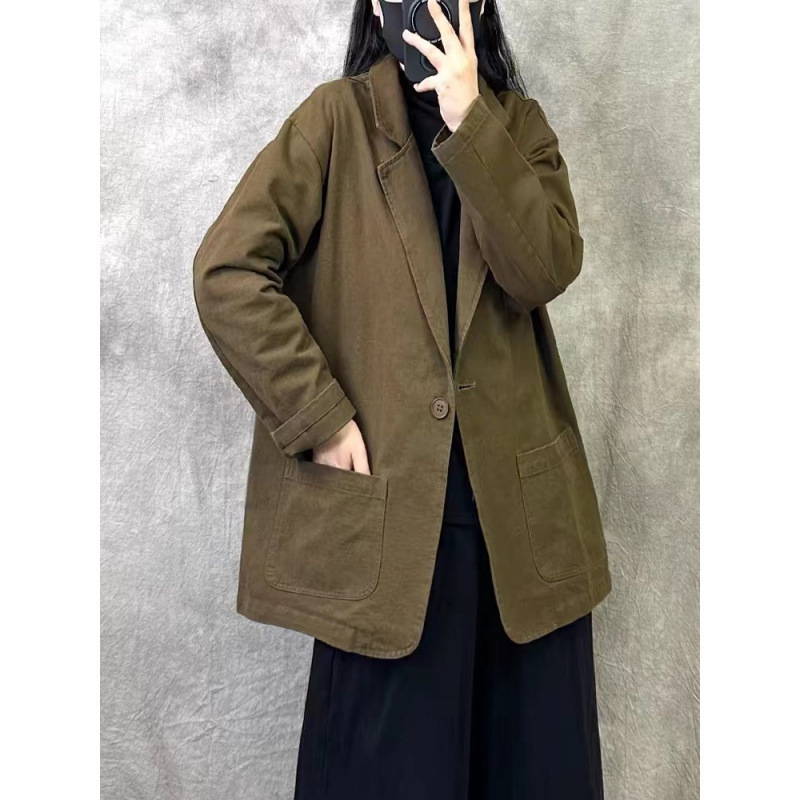 复古风穿搭春秋新款外套西装女装大码宽松休闲气质高级上衣潮|undefined