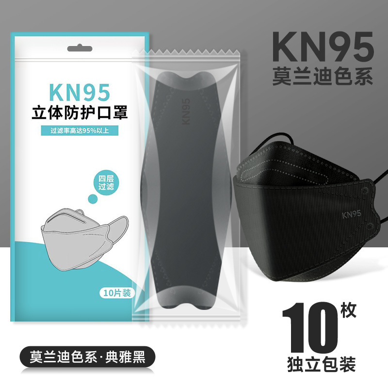 Kn95 máscara para adultos blancos transpirables de cuatro capas de protección de boca de pez kf94 3D máscara de protección de sauce