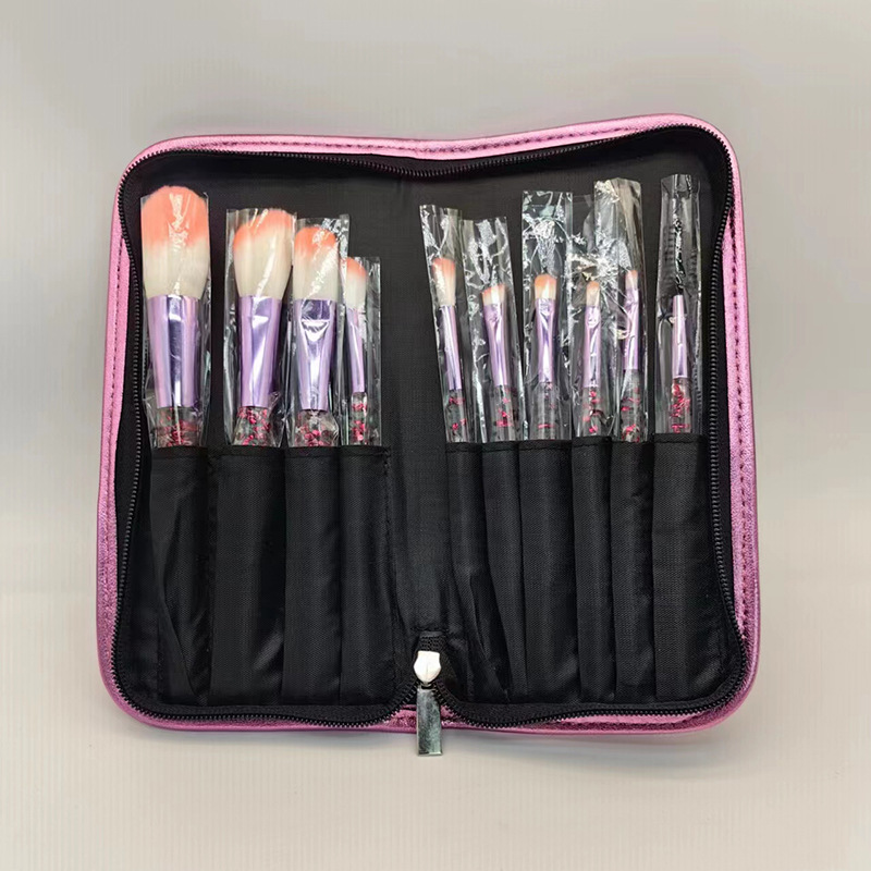 10 pinceles de maquillaje traje conjunto completo cristal transparente arenas movedizas cebolla en polvo herramientas de belleza cepillo suelto cepillo de sombra de ojos al por mayor