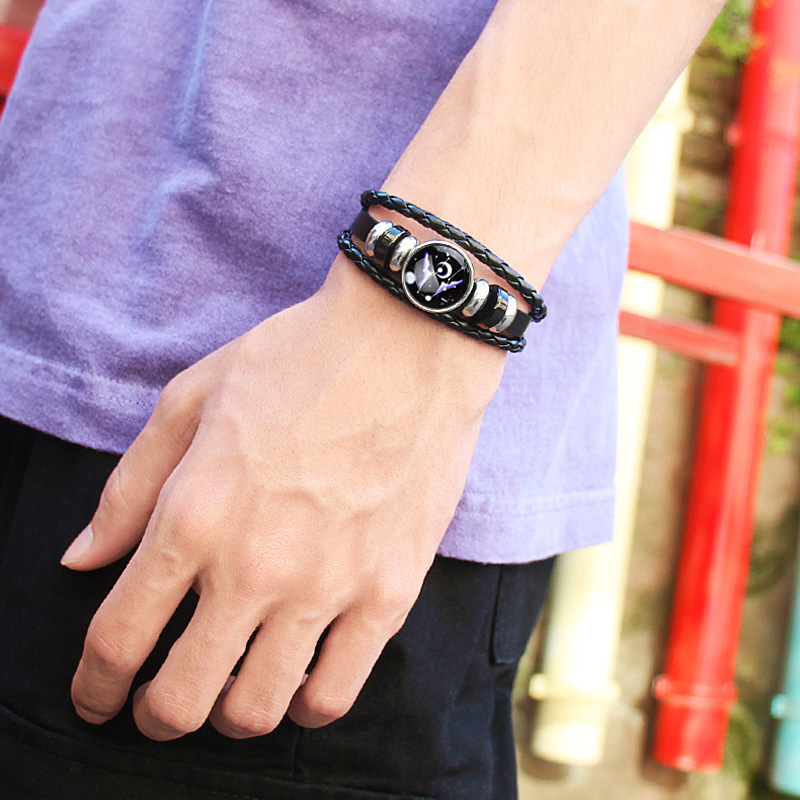 Beaded, Alloy, Leather rope Material Retro Constellation Beaded Alloy Leather Rope Unisex Bracelets 1 Piece