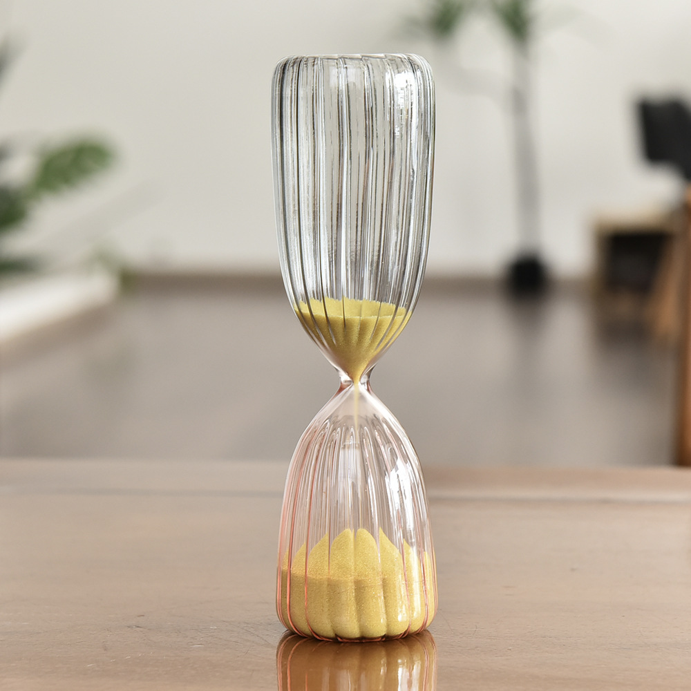Creativo reloj de arena de rayas verticales de 5 minutos reloj de arena de vidrio a juego reloj de arena estilo nórdico decoración del hogar pequeño regalo image 4