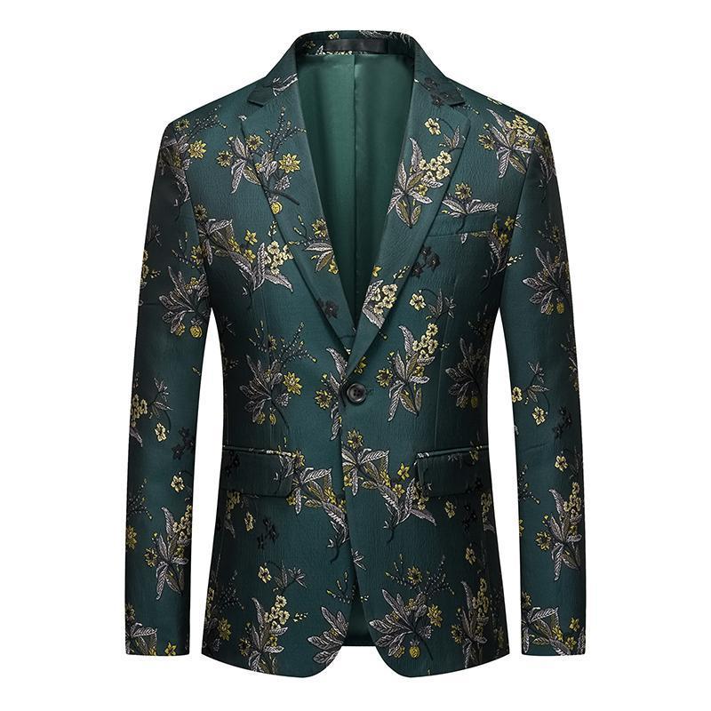 Men's jazz dance blazer coat jacquard single suit for men's Korean  version slim fit business and leisure emcee dress suits