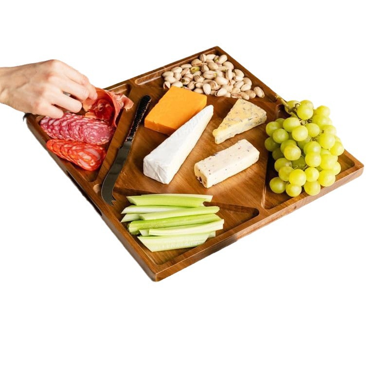 Tabla de madera para cortar verduras caseras de doble cara con fregadero de corriente tablero de mesa fruta snack bandeja de queso filete tablero de pizza