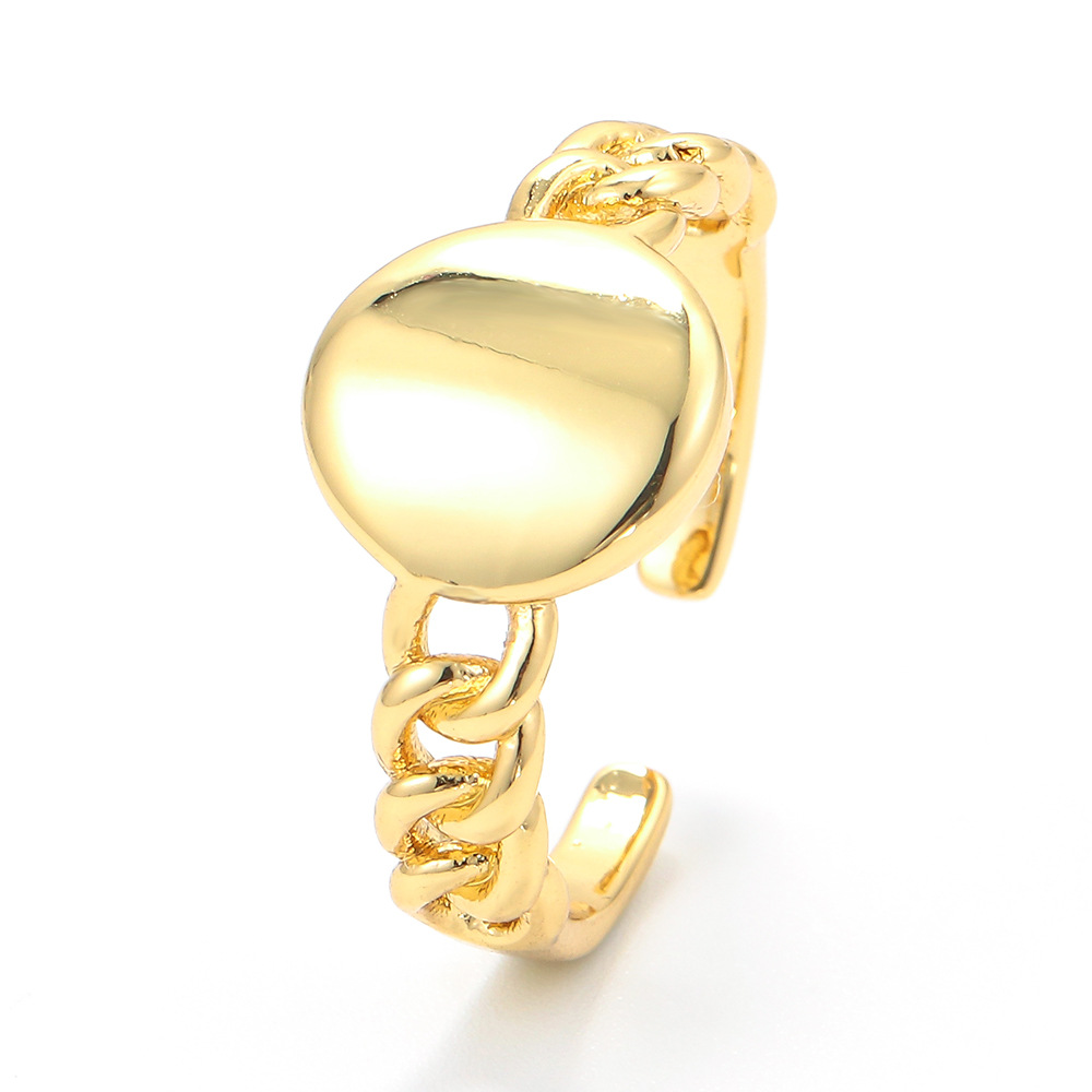 3g Weight Wholesale Retro Round Opening Twist Glossy Gold-plated Copper Ring Nihaojewelry