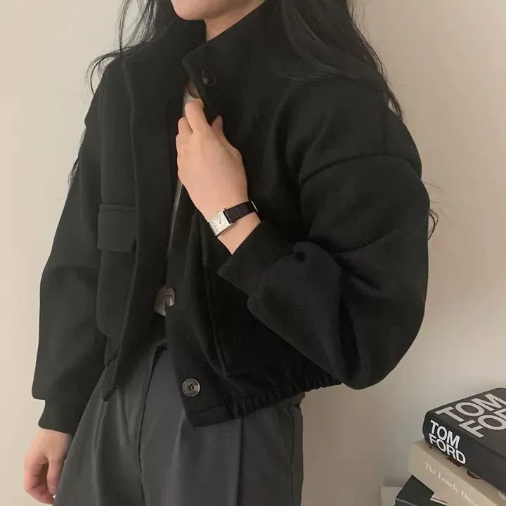 Женский кардиган oversize из смеси шерсти, короткий осенний ретро стиль, длинные рукава
