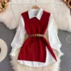 Red vest, shirt, belt