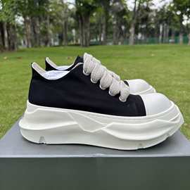 ro丝绸帆布鞋潮鞋双层厚底增高粗鞋带运动休闲单鞋潮透气透气增高