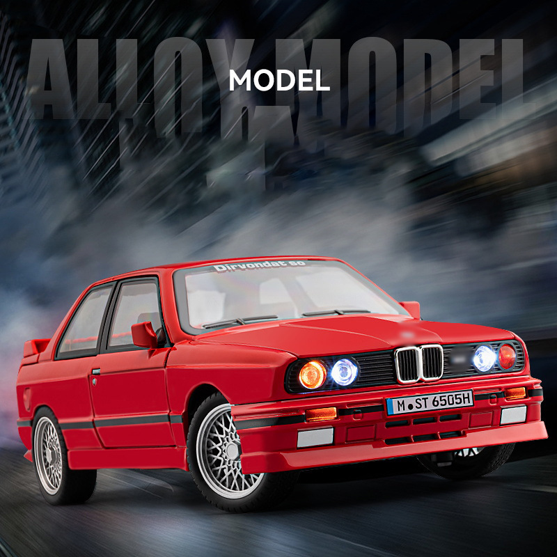 Car to 1:24 horse M3 E30 classic boy sound and light back car toy simulation alloy car model collection Car to 1:24 horse M3 E30 classic boy sound and light back car toy simulation alloy car model collection