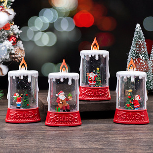 Christmas Luminous Water-Filled Candle Small Wind Lamp Decorative Gift Elderly Water Feature Lamp Desktop Ornaments Christmas Tree Arrangement
