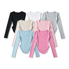 純粋な欲風の不規則な長袖のtシャツの女性の甘くて辛いです。