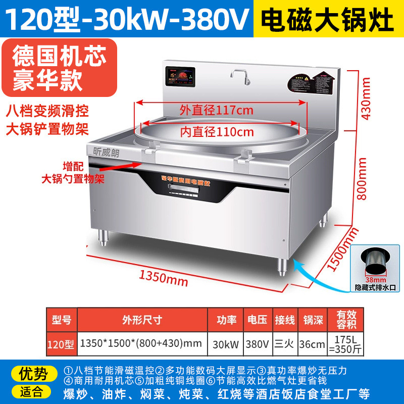 Escuela de comercio fábrica comedor gran sopa de salsa de alta potencia salsa de salsa de salsa de carne de res y cordero cocina cocina estufa electromagnética
