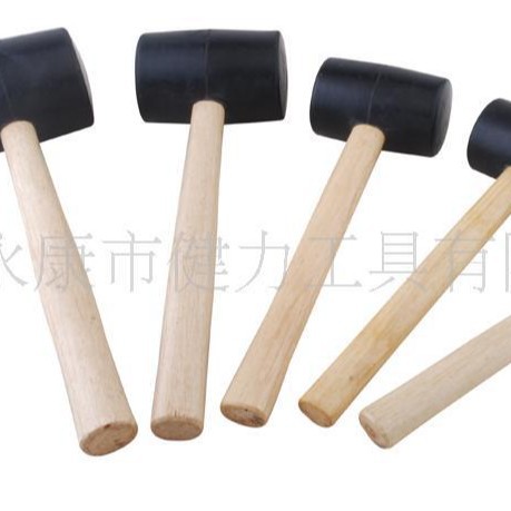 供应美式黑色木柄橡胶锤家用户外防震装修安装工具小锤子木制