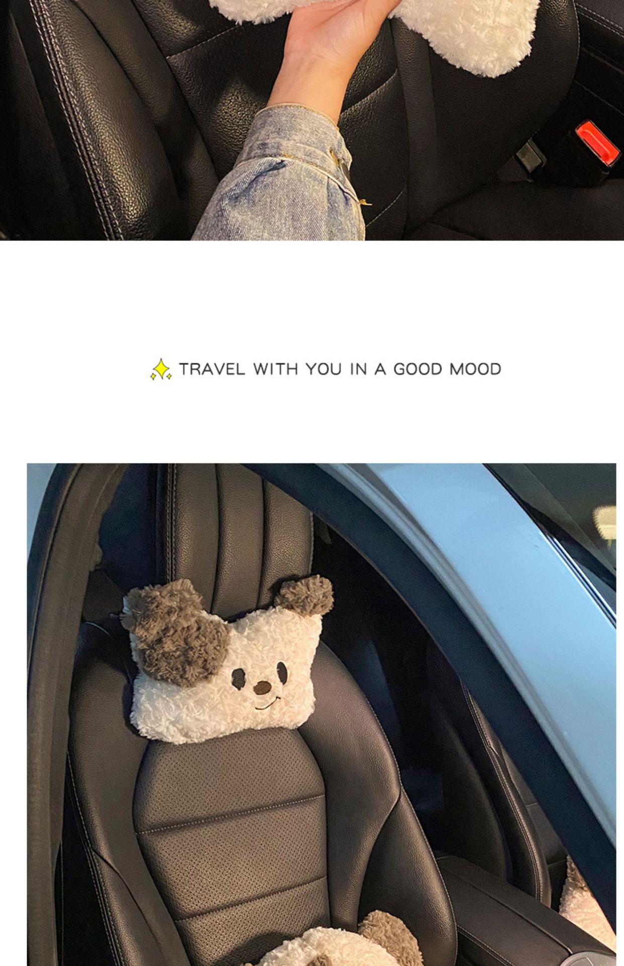 Car headrest neck pillow a pair of female driver pillow cute puppy car pillow car seat waist neck pillow