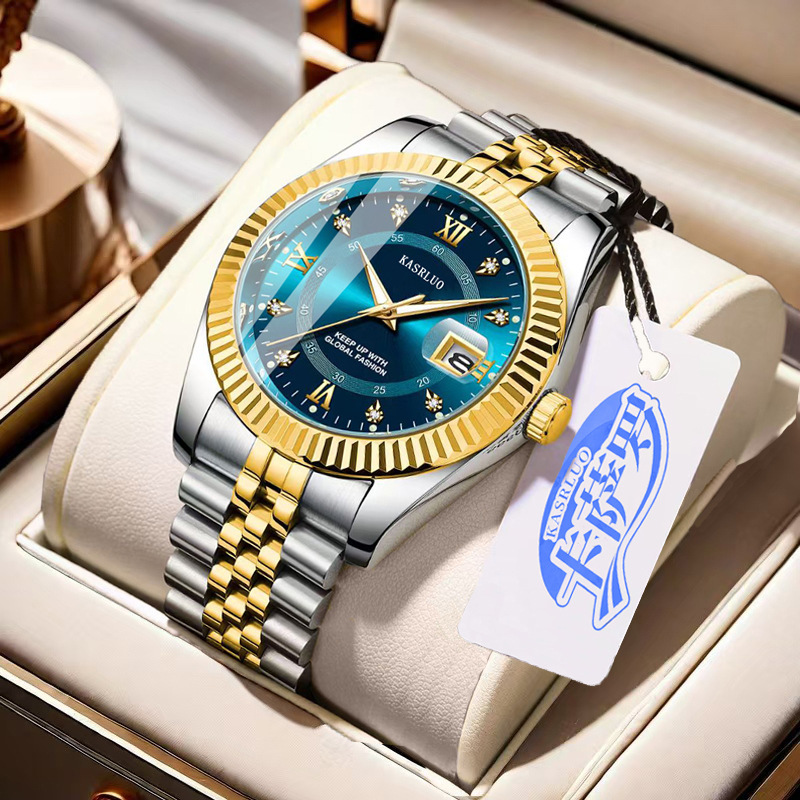 New in Stock Men's Non-Mechanical Quartz Log Watch Fashion Casual Luminous High-End High-Value Foreign Trade Wholesale