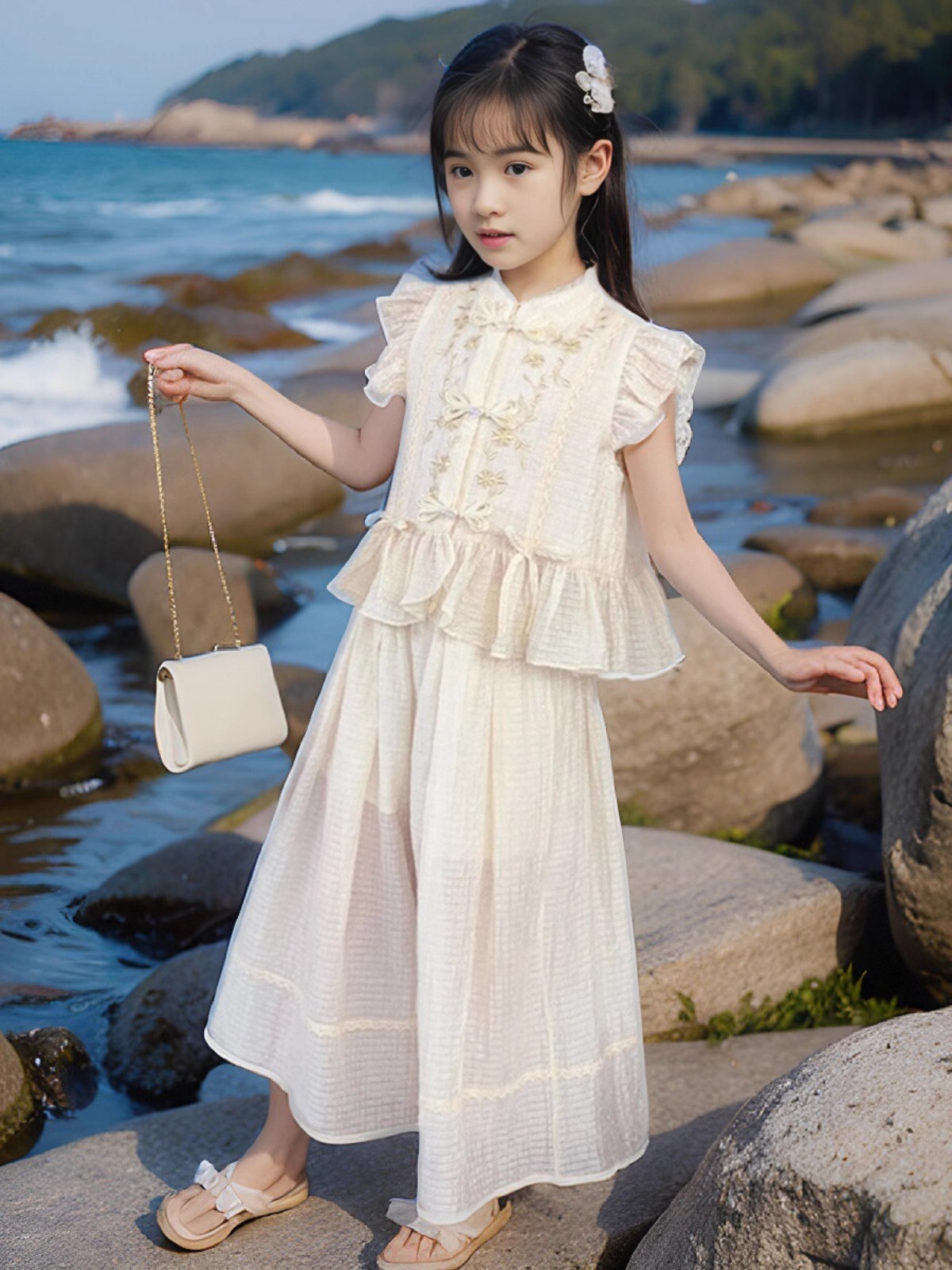 Nuevos trajes chinos para niñas Hanfu 2025 verano nuevo traje Tang de manga corta puede usar trajes de rendimiento de estilo chino todos los días