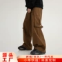水洗美式直筒口袋牛仔裤