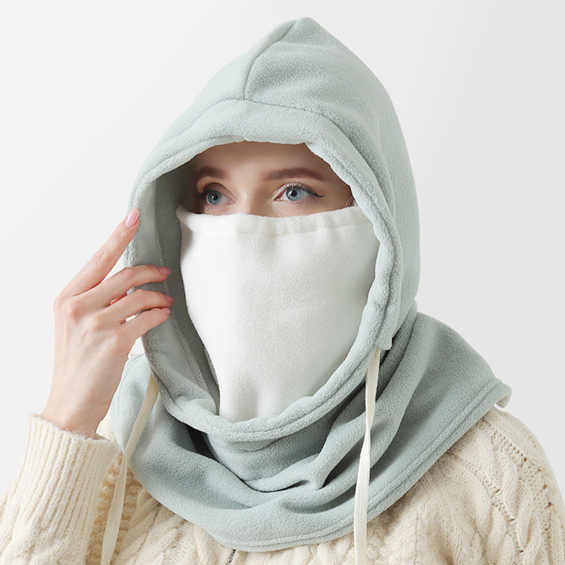 秋冬季保暖帽子女户外骑行围巾围脖护脸颈一体摇粒绒防寒滑雪头套|undefined