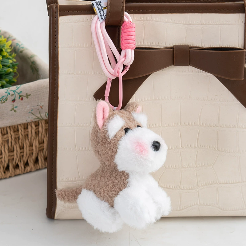 Новый шнауцер плюшевая кукла милый щенок ручная веревка брелок рюкзак подвеска маленький подарок кукольный автомат куклы