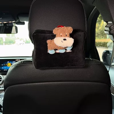Cute car tissue box, adorable puppy design, hanging tissue holder for car seat back, car tissue cover for women