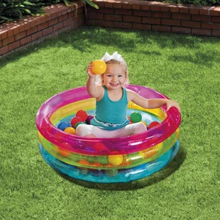 INTEX57104 fluorescent tricyclic baby pool 86cm inflatable swimming pool fishing pool ocean ball pool paddling pool