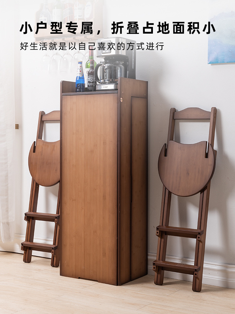 Madera maciza plegable bar Mesa hogar pequeño apartamento retráctil sala de estar alta bar Mesa ratán balcón mesa de comedor instalación-libre