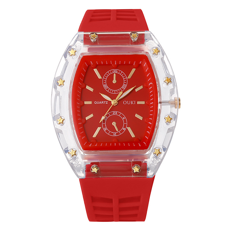 Reloj nuevo en forma de barril de vino transparente, reloj de cuarzo de la serie Richard transfronterizo de nicho casual, reloj en forma de barril para hombre⌚️