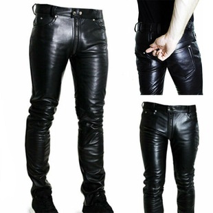 2023 cross-border new popular wish Amazon hot sale European and American solid color men's PU zipper casual leather pants