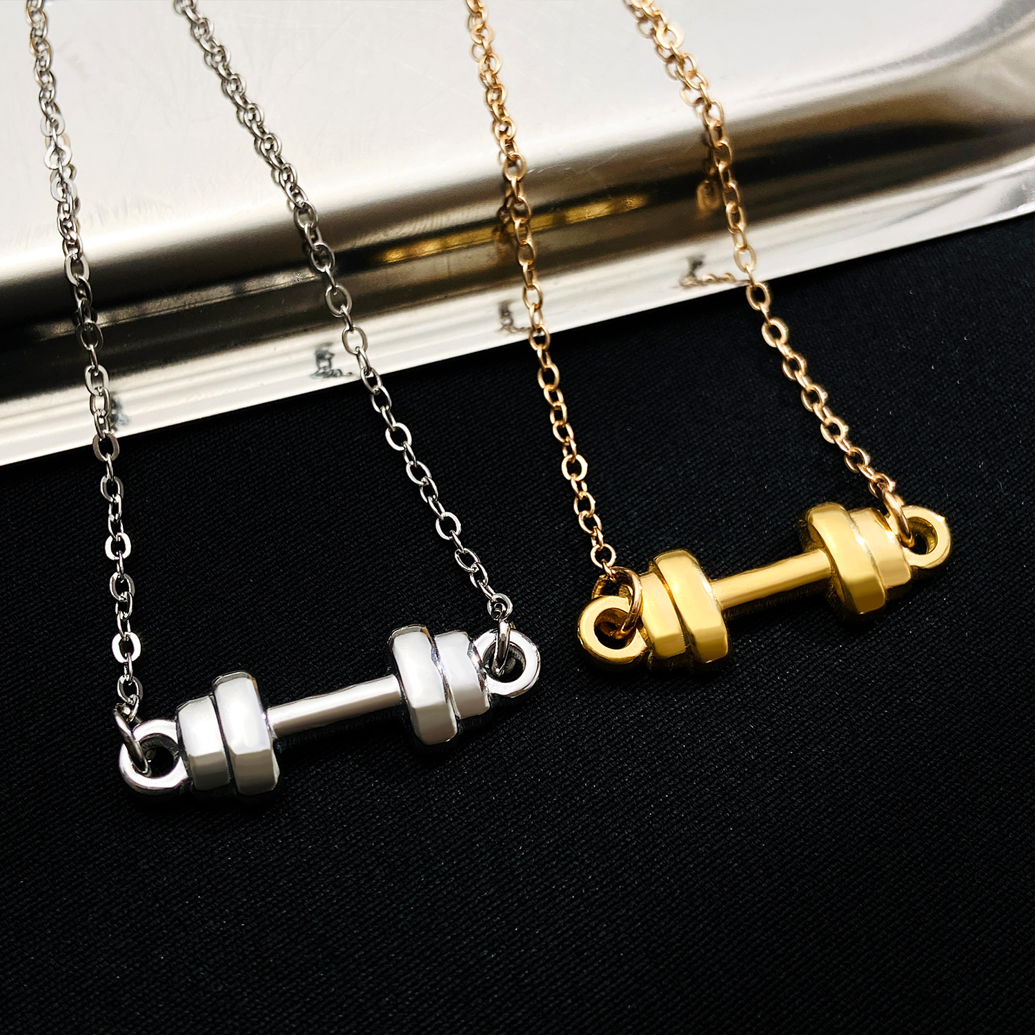 Titanium Steel Material Titanium Steel Basic Modern Style Classic Style Plating Geometric Dumbbell Solid Color Bracelets