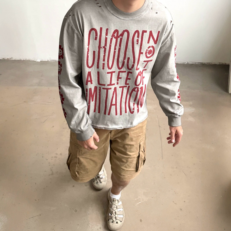 Saint xxx stb Red Pepper Band stays true to its own style, washed and distressed vintage long-sleeve T-shirt, trendy Saint xxx stb Red Pepper Band stays true to its own style, washed and distressed vintage long-sleeve T-shirt, trendy