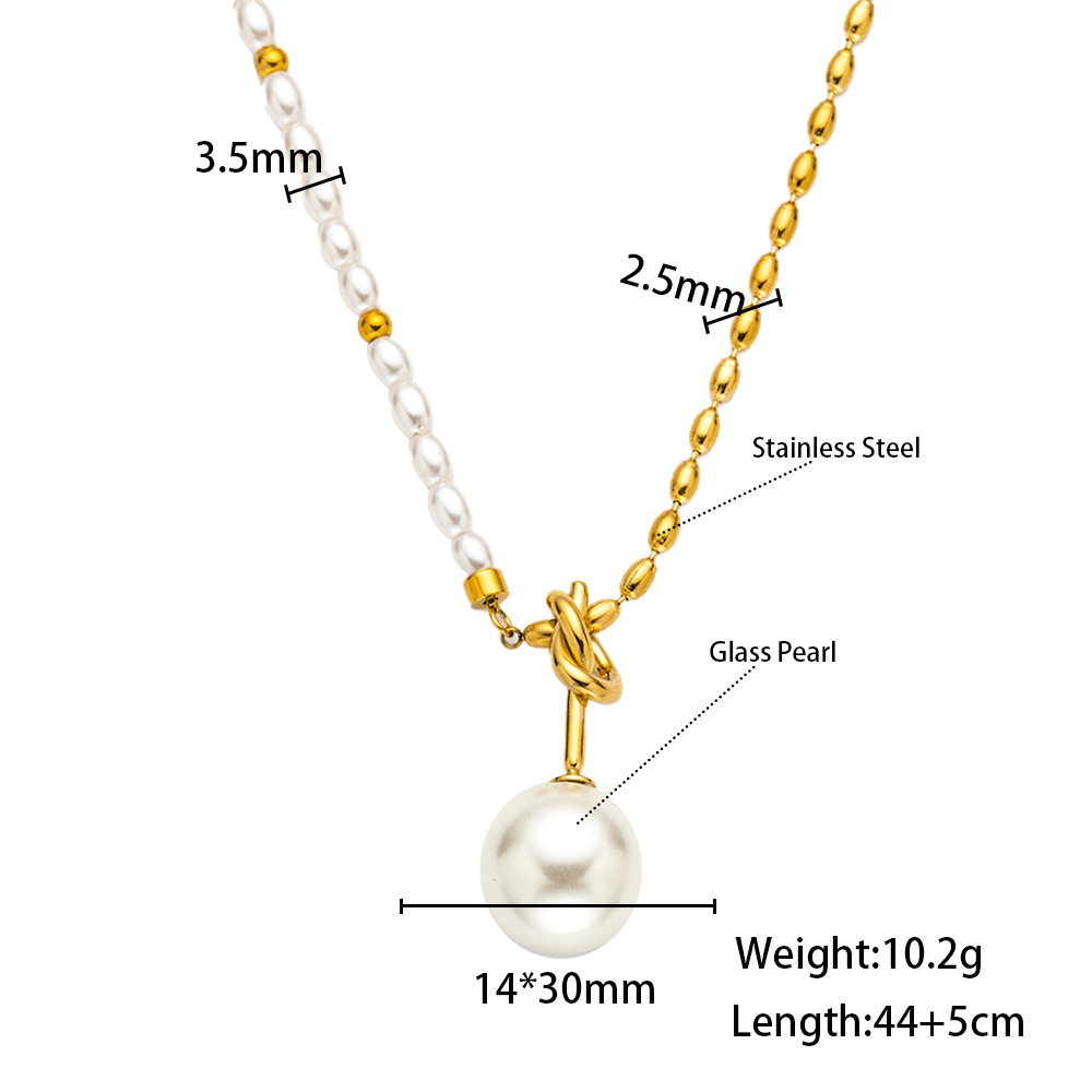 Collana girocollo da donna di lusso in stile retrò francese con ciondolo a nappa e perla di vetro, leggera e lussuosa, con catena per clavicola. Accessorio di gioielleria._voghion.com