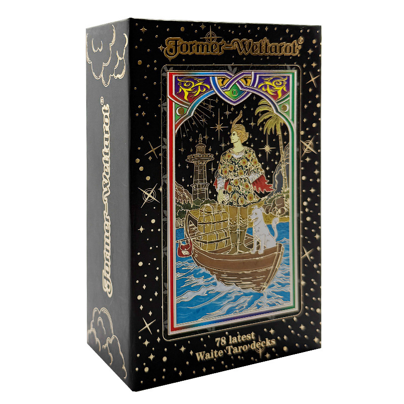 【正規品】新しいシルバーファンタジータロットウェイトカード初心者タロットカードコンプリートセットホットスタンピング防水ボードゲーム|undefined