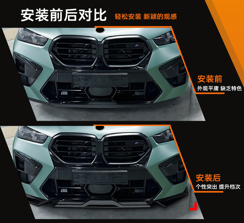 Suitable for Bmw X5M F95 X6M F96 Lci 2024+ Front Lip, Front Spoiler, and Surround Modification