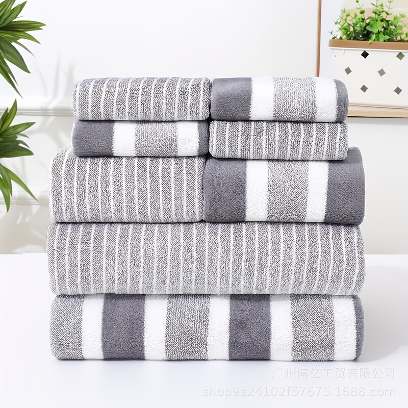 8Pcs Luxury Spa Towel Set Bathroom Bath Towels Spa Essentials Coral Velvet Thickened Super Absorbent No Shedding