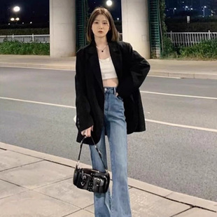 2025 New Style Blazer Casual New Petite Black Korean Version High-End Slimming Loose Suit Jacket