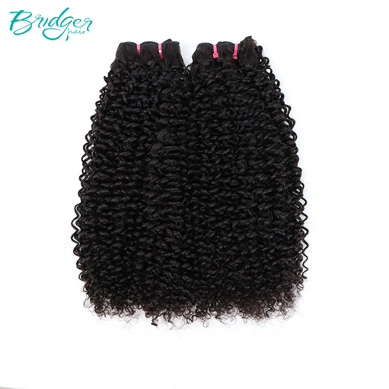Two-gear Hair Curtain Double Drawn kinky curly Natural Color Real Hair Straight Hair Wig_voghion.com