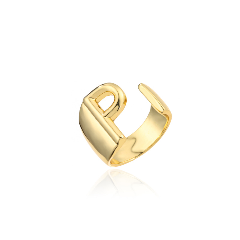 Wholesale New 18k Copper Gold-plated Alphabet Open Ring Nihaojewelry display picture 8