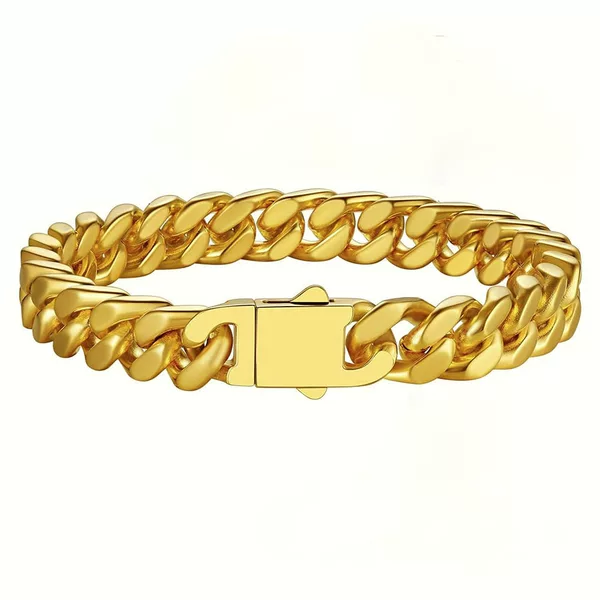 Amazon Punk Cuban Bracelet Flat Buckle 316 Stainless Steel Four-Sided Polished Bracelet Ins Fashion Simple Jewelry