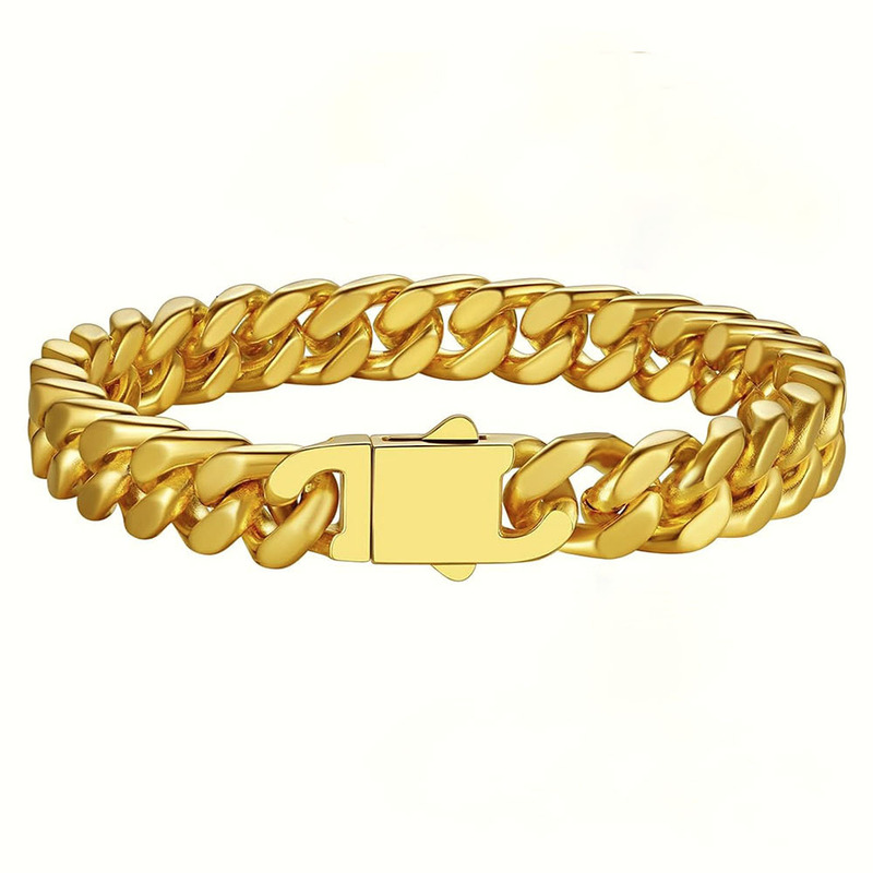 Amazon Punk Cuban Bracelet Flat Buckle 316 Stainless Steel Four-Sided Polished Bracelet Ins Fashion Simple Jewelry