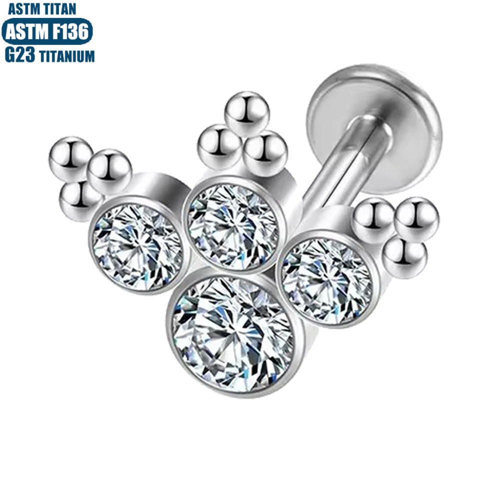 16G labret stud size and finish detail
