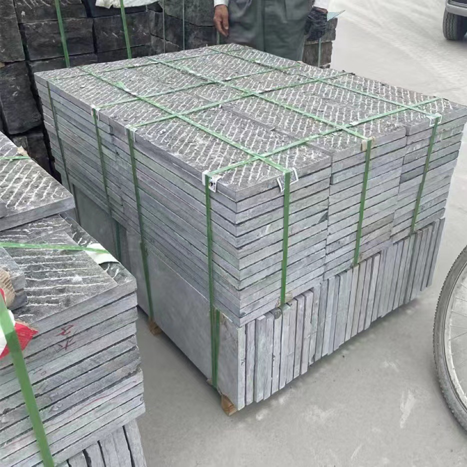 青石板手工錾道面荔枝面菠萝面花园古建园林铺路踏步石天青石