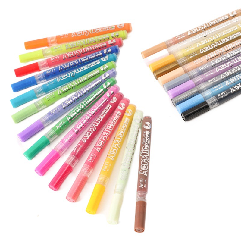 Acrylic Marker Pen Water-Based Pigment DIY Watercolorful Pen Painting Graffiti Colorful Art Highlight Pen Ink