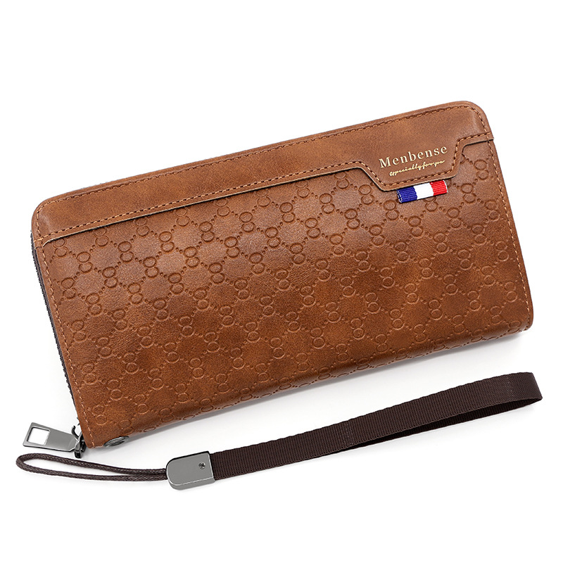 Estilo coreano de los hombres de larga cartera en relieve patrón de moda casual cartera embrague de gran capacidad Multi-tarjeta de teléfono bolsa